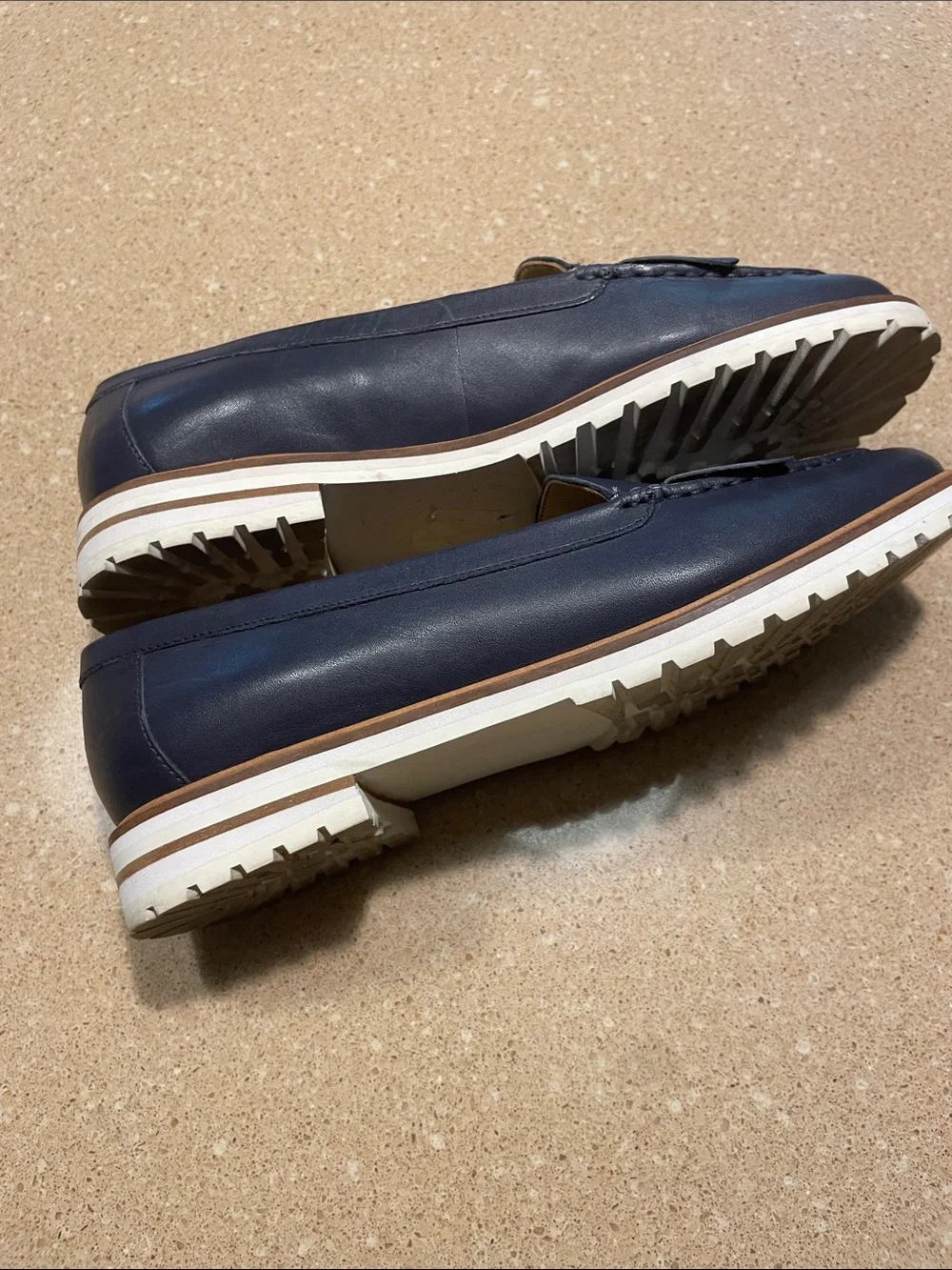 Talbots Navy Leather Tassel Kiltie Loafers